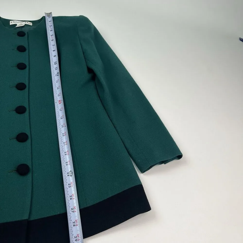 Christian Dior Vintage Wool Blazer Jacket Sz 4 Green Old Money Classic Heritage